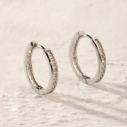 Silver Crystal Hoop Earrings for Women | Rhinestone Statement Jewelry
