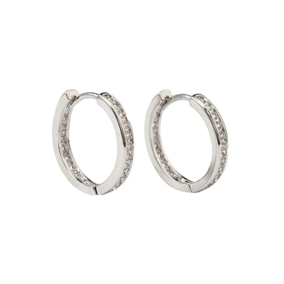 Silver Crystal Hoop Earrings for Women | Rhinestone Statement Jewelry