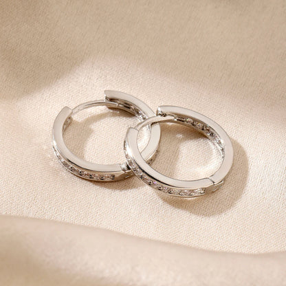 Silver Crystal Hoop Earrings for Women | Rhinestone Statement Jewelry