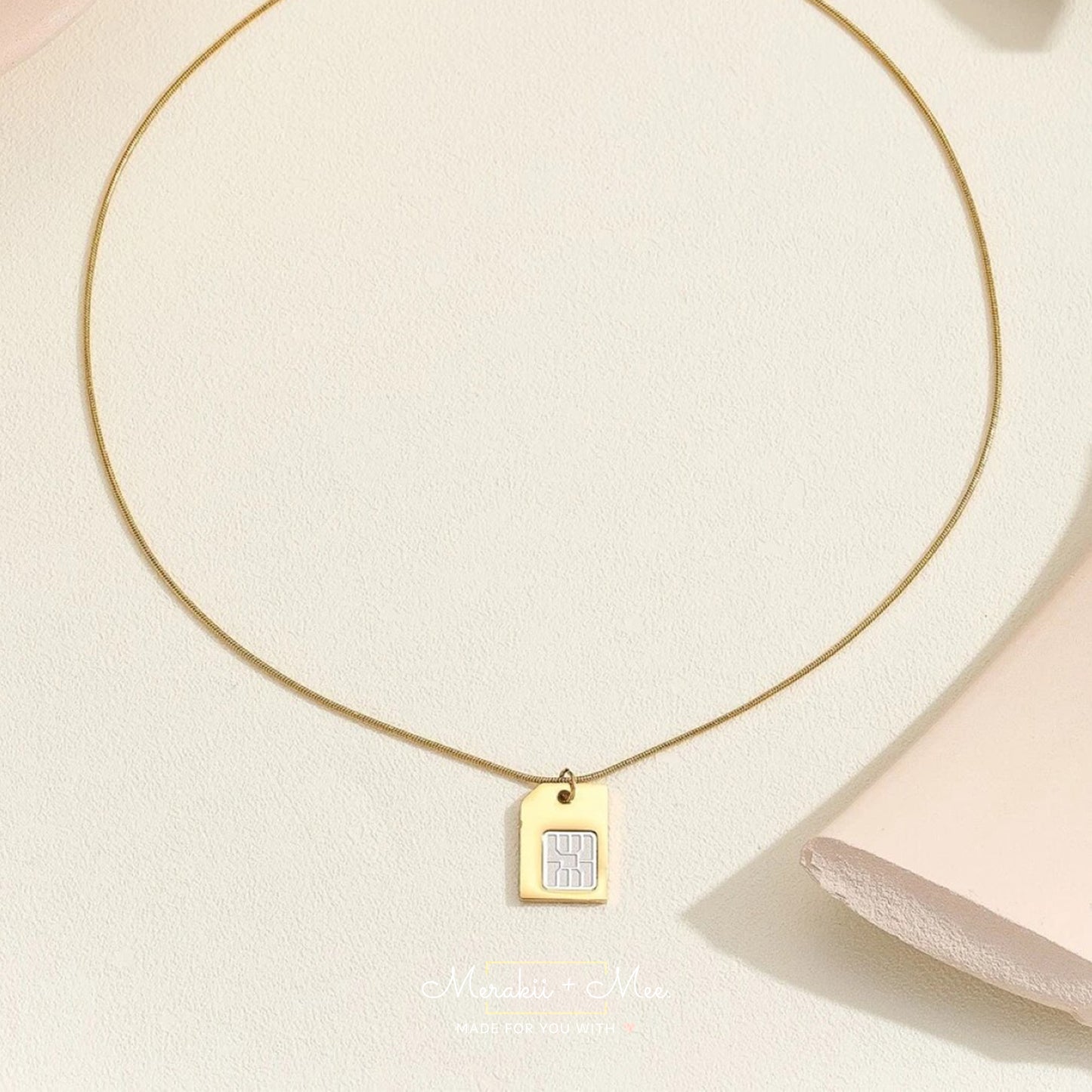 Simcard Gold Pendant Necklace