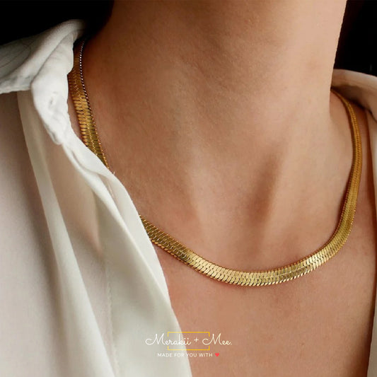 Herringbone Chain 18k Gold Plated