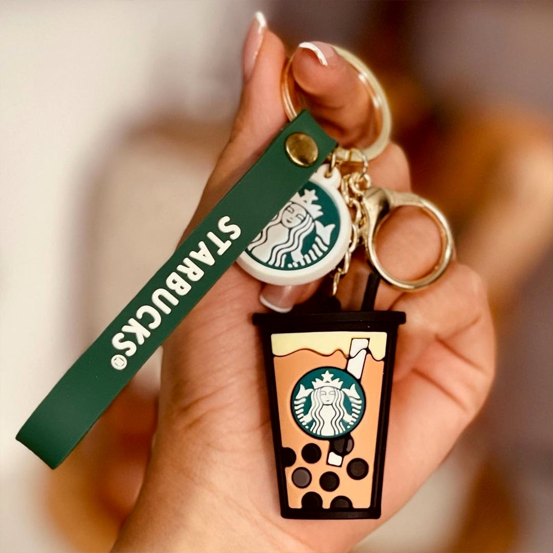 Starbucks High-quality rubber Keychain with Strap and Charm