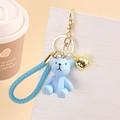 Resin 3D Puppet Teddy Bear Keychain with strap, hook and Bell