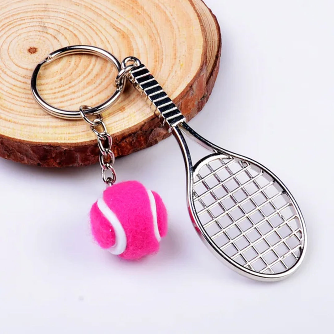 Tennis Racket & Ball Mini Metal Tennis Keychains