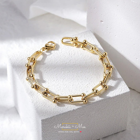 U-Link Chain Golden Bracelet