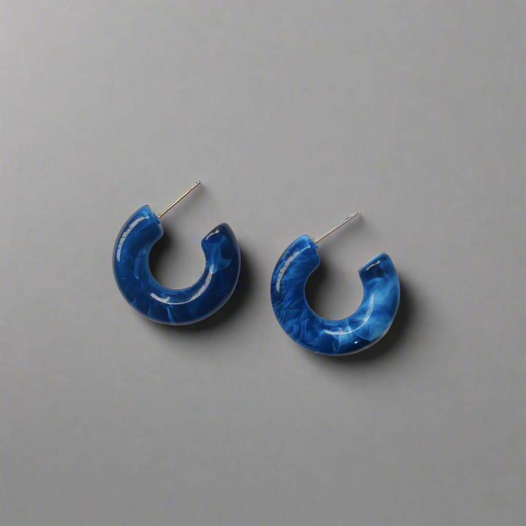 Chunky Resin Hoop Earrings for Women – Red, Navy Blue & Yellow | Merakii Mee