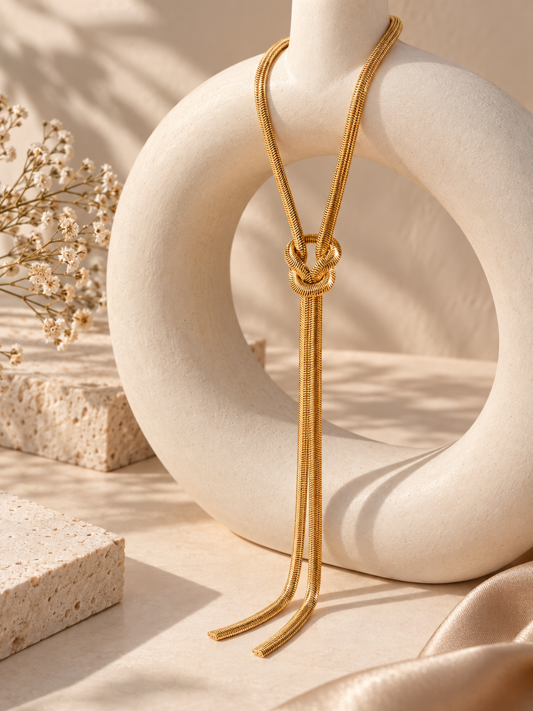 Gold Loop Pendant Necklace for Women | Elegant Knot Statement Jewelry