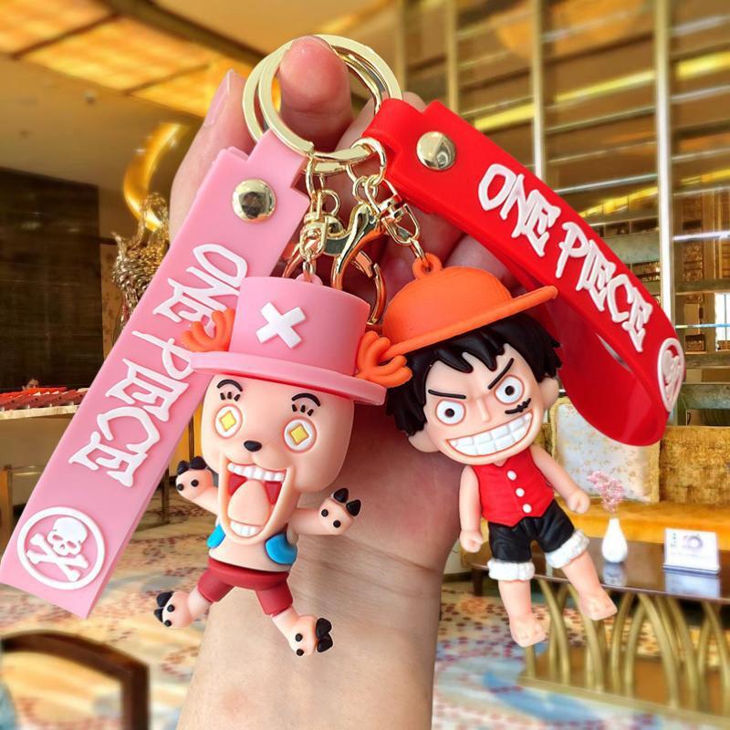 Luffy Expanded Key Chain One Piece 3D Rubber Keychain with Strap - Monkey D Luffy, Franky ...