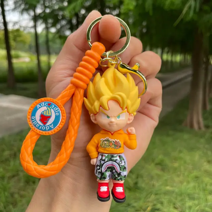 Modern Style Dragon Ball Z Character 3D Keychain with Strap and Charm