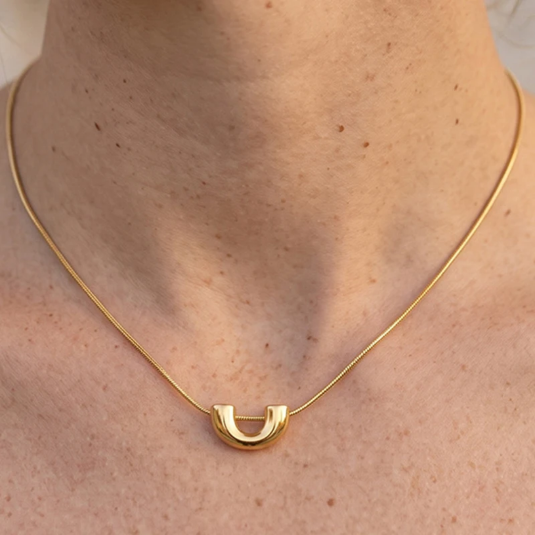 Minimal Gold U-shaped Pendant Necklace for Women | Dainty Everyday Jewelry