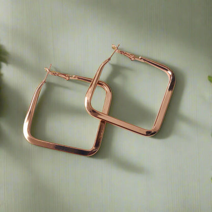 Chic Square Hoop Earrings – Silver & Rose Gold