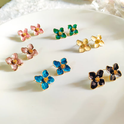 Floral Stud Earrings – Minimal Colorful Flower Earrings