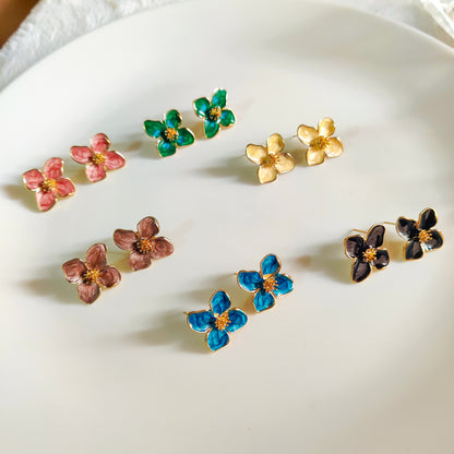 Floral Stud Earrings – Minimal Colorful Flower Earrings