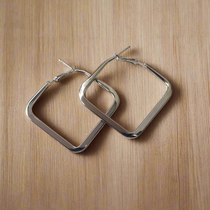 Chic Square Hoop Earrings – Silver & Rose Gold