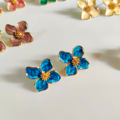 Floral Stud Earrings – Minimal Colorful Flower Earrings