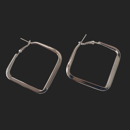 Chic Square Hoop Earrings – Silver & Rose Gold
