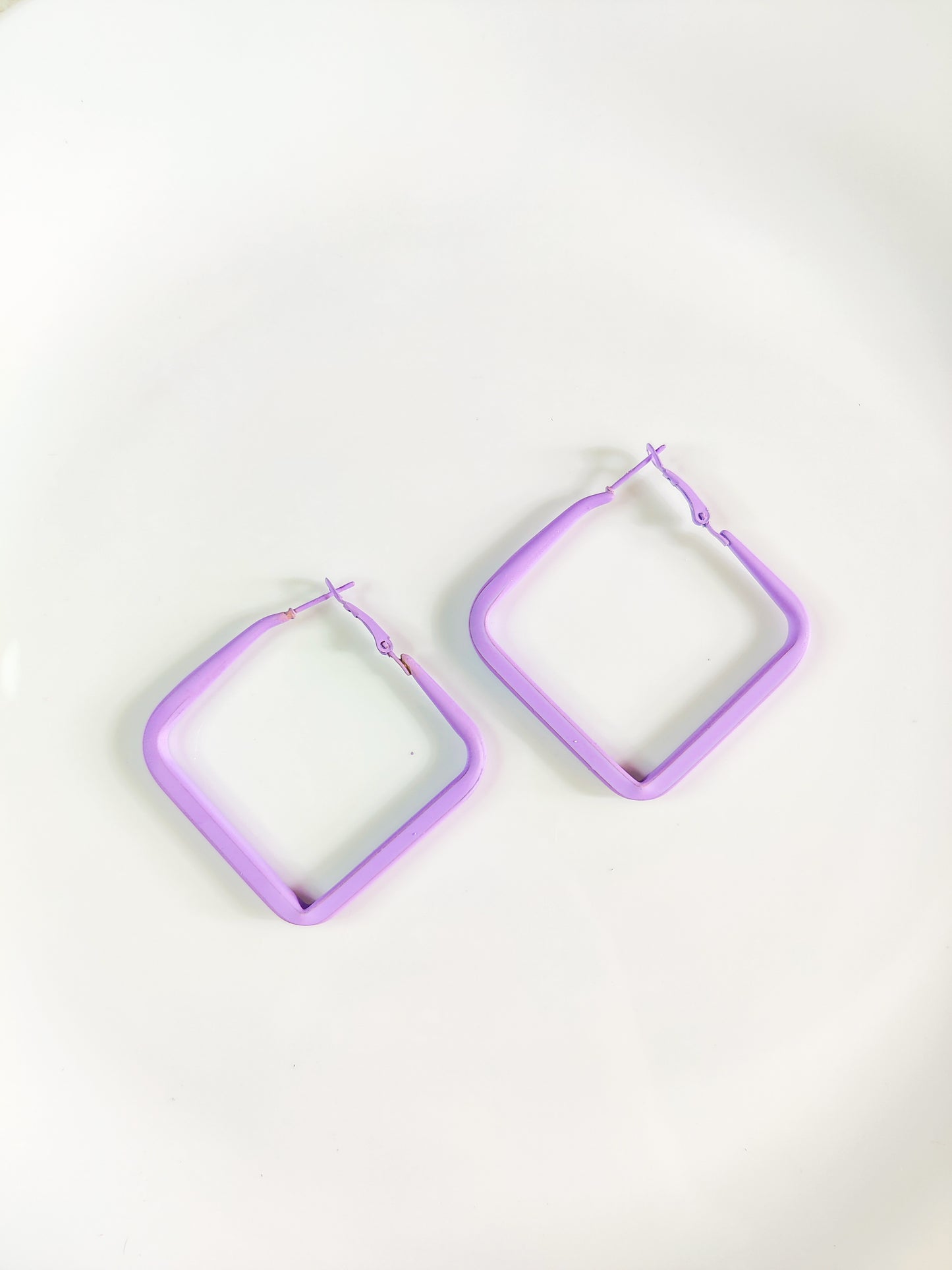Pastel Square Hoop Earrings for Women | Korean Aesthetic Geometric Jewelry