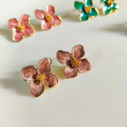 Floral Stud Earrings – Minimal Colorful Flower Earrings