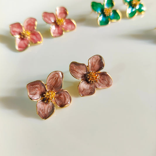 Floral Stud Earrings – Minimal Colorful Flower Earrings