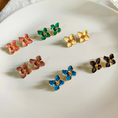 Floral Stud Earrings – Minimal Colorful Flower Earrings