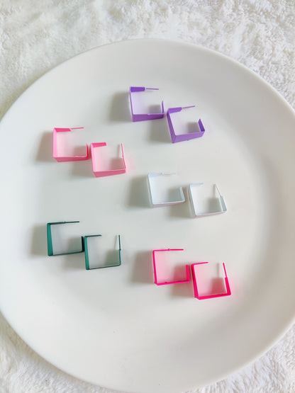 Colorful square hoop earrings collection for women aesthetic jewelry