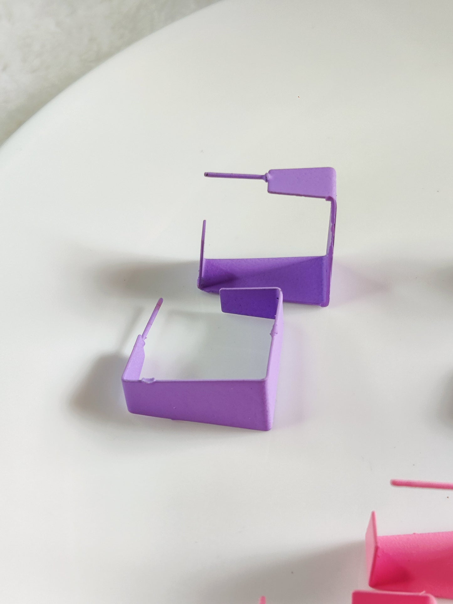 Lavender square hoop earrings minimalist Korean fashion jewelry