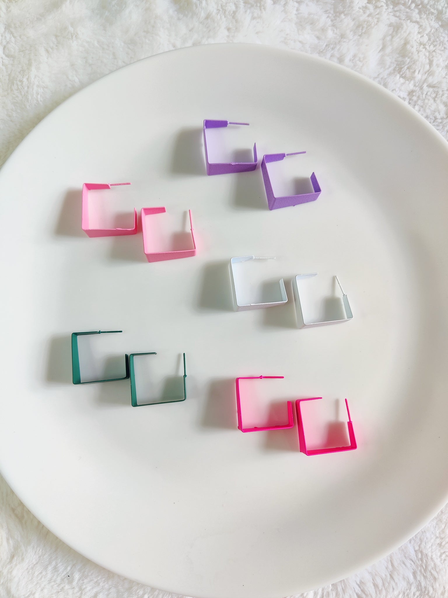 Pastel square hoop earrings Korean aesthetic jewelry for girls