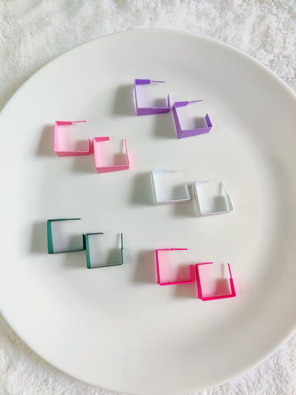 Pastel square hoop earrings Korean aesthetic jewelry for girls