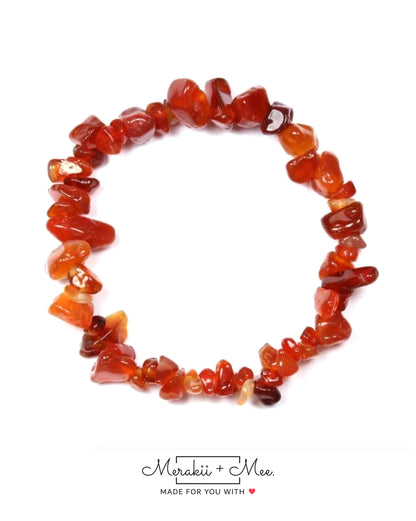 Carnelian Natural Stone Chip Bracelet