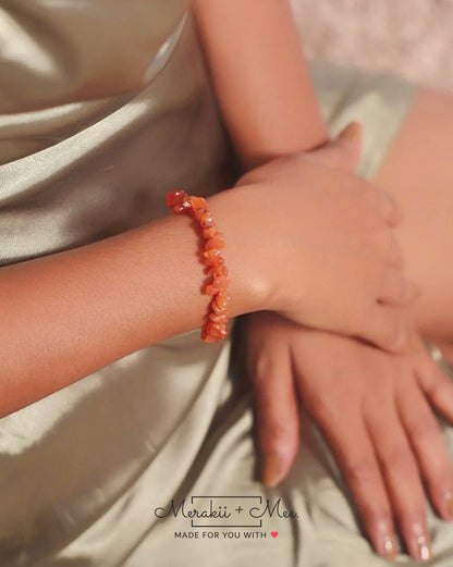 Carnelian Natural Stone Chip Bracelet