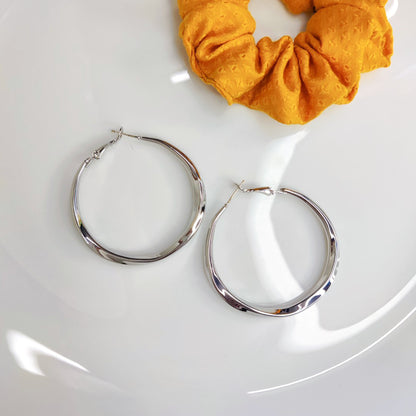 Round Silver Hoops