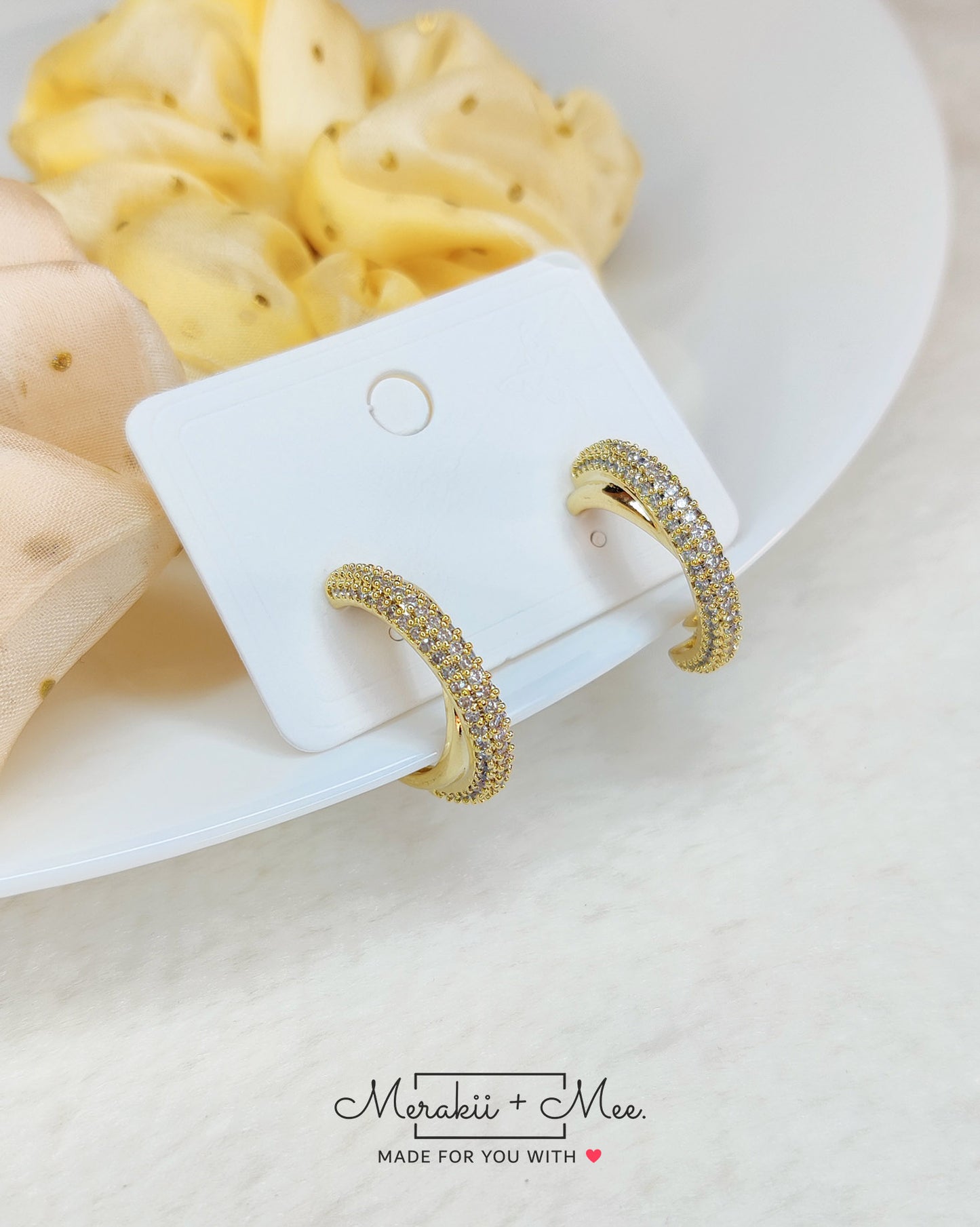 Twisted Diamond Hoop Earrings (Gold)