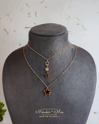 2 Layer Black Star Necklace