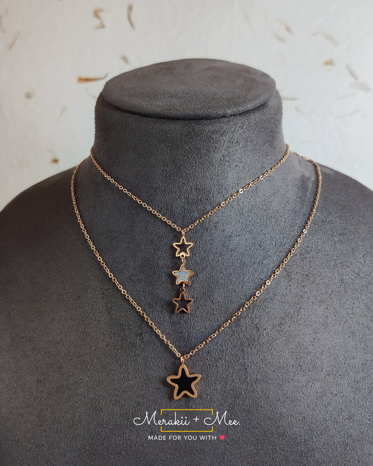 2 Layer Black Star Necklace