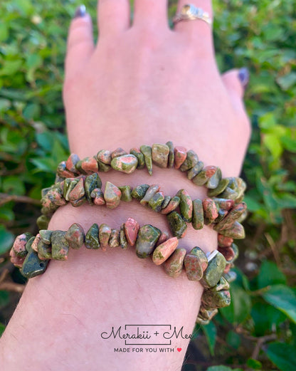 Unakite Chip Bracelet