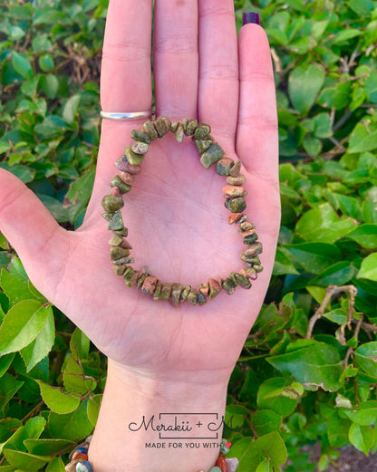 Unakite Chip Bracelet