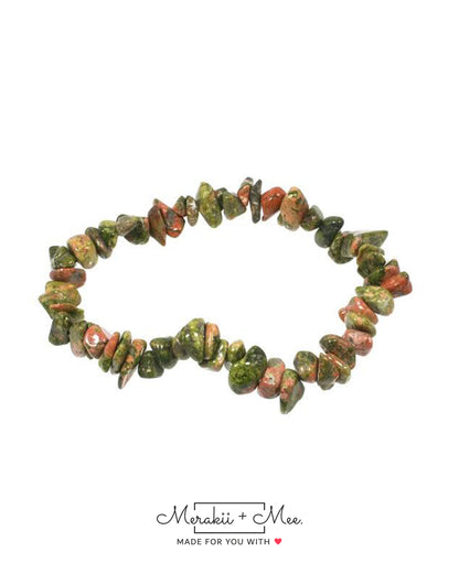 Unakite Chip Bracelet