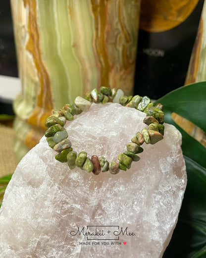 Unakite Chip Bracelet