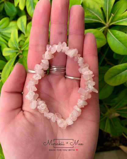 Rose Quartz Chip Bracelet