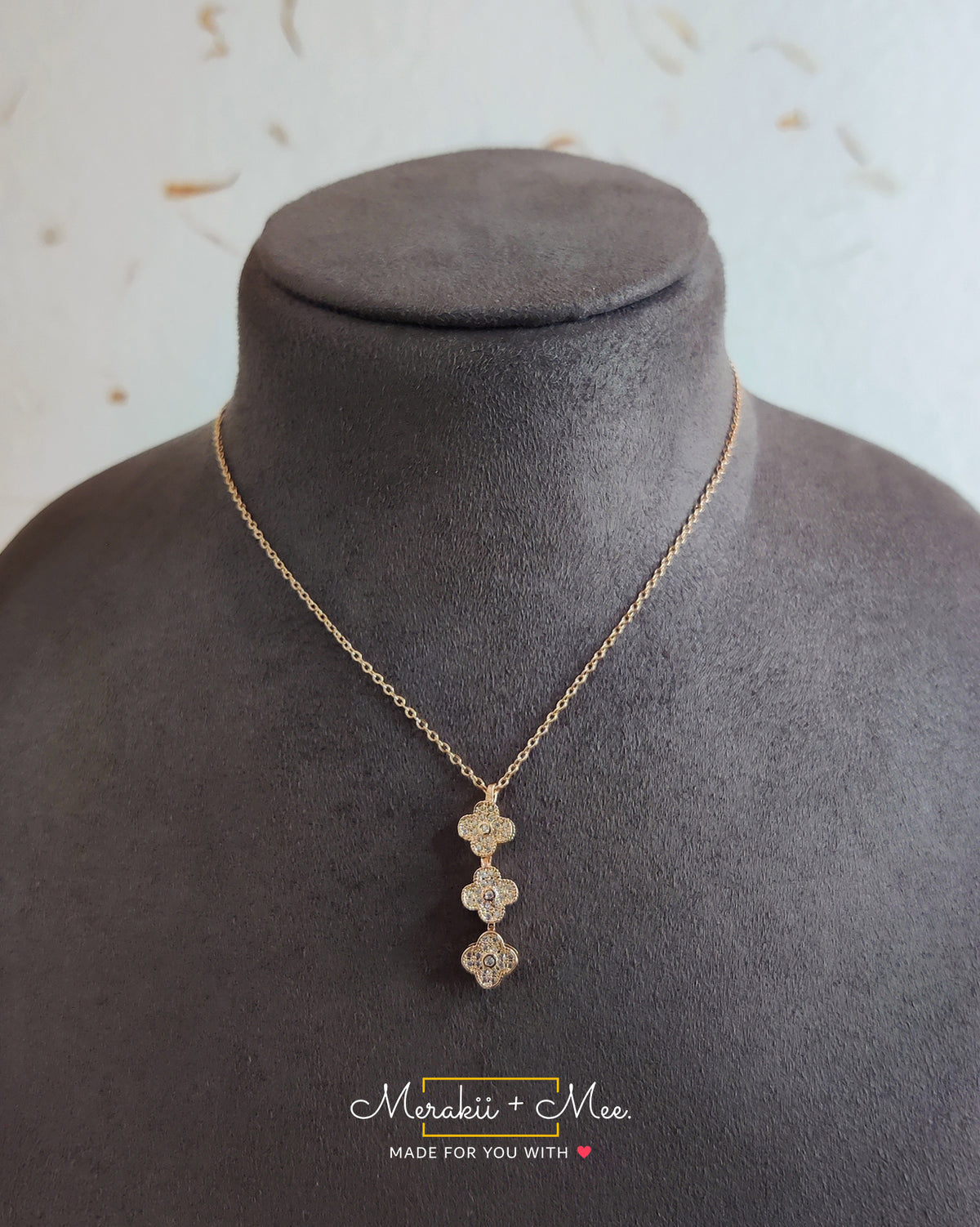 3 Diamond Clover Necklace