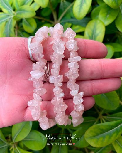 Rose Quartz Chip Bracelet