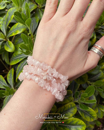 Rose Quartz Chip Bracelet