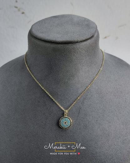 Turkish Blue Gold Evil Eye