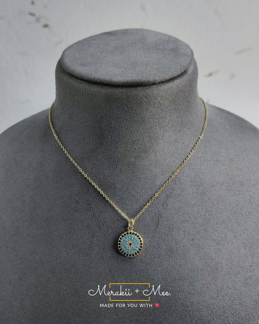 Turkish Blue Gold Evil Eye