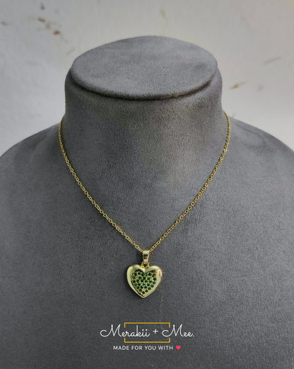Golden Green Heart Necklace