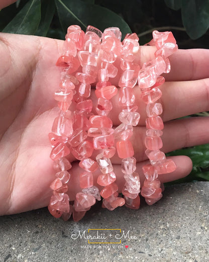 Strawberry Quartz Chip Bracelet