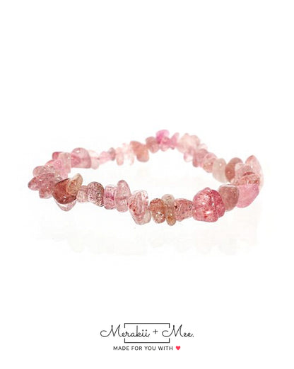 Strawberry Quartz Chip Bracelet