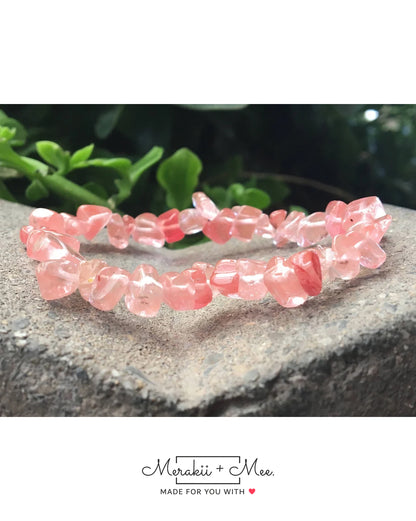 Strawberry Quartz Chip Bracelet