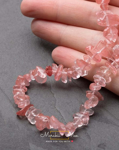 Strawberry Quartz Chip Bracelet