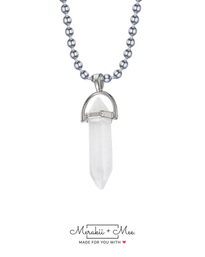 Hexagon Bullet Pencil Natural Opal Crystal Stone Pendant Unisex